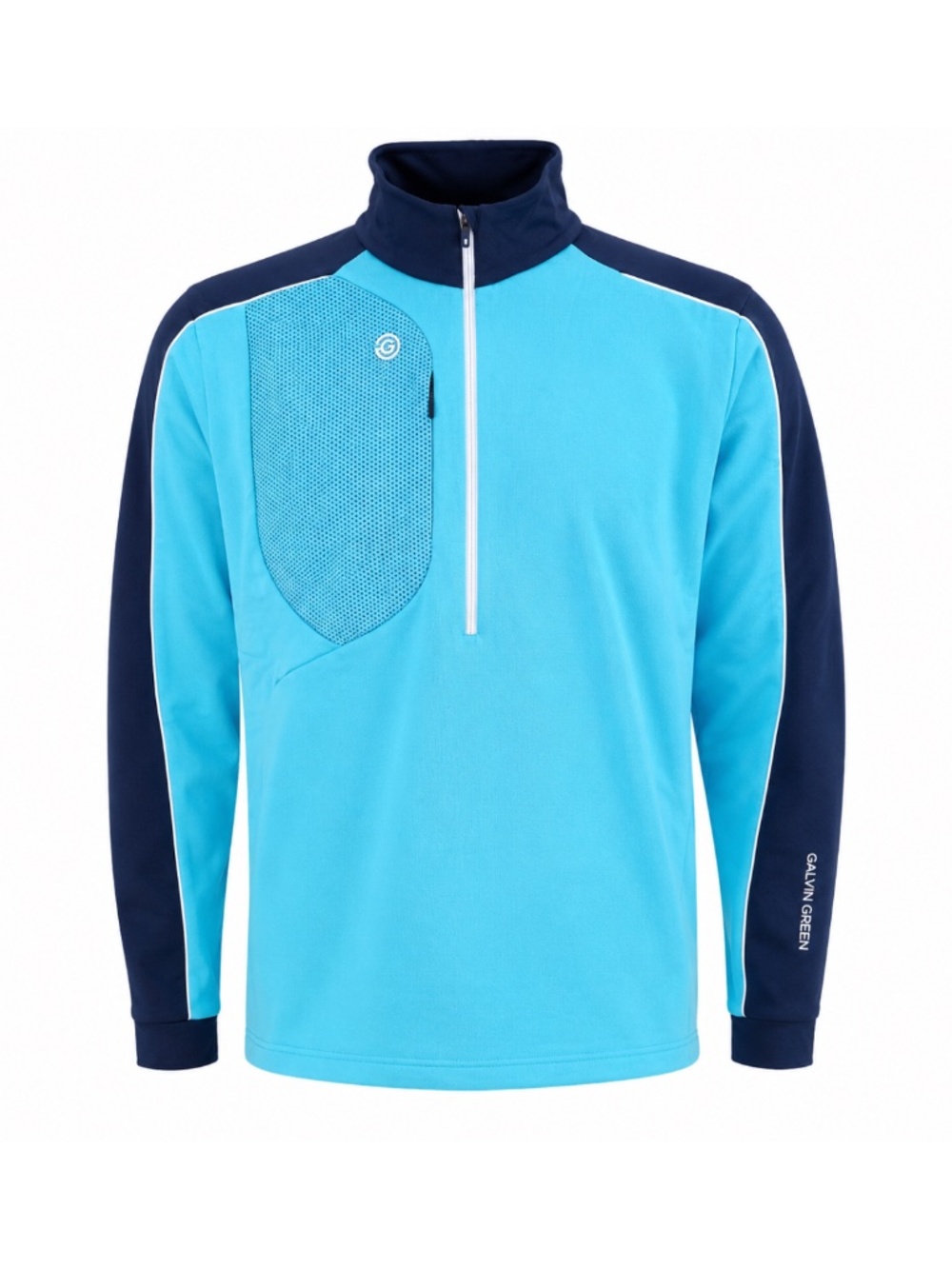 $189 Galvin Green Dave Pullover Golf Outerwear Sweater Top Men Aqua Navy Large L